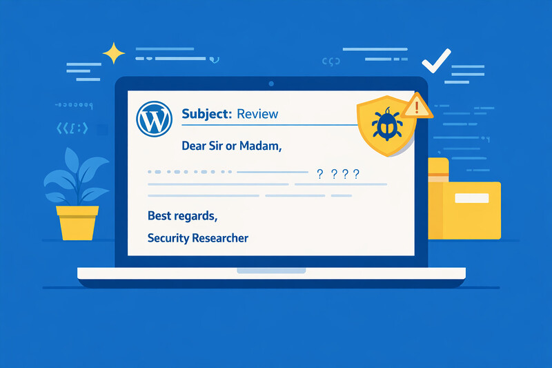 E Mail WordPress Sicherheitsproblem Hilfe Support Angst Security Researchern Vulnerability Report