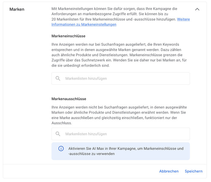 Google Ads Marken Mit Markeneinstellungen Können Sie Dafür Sorgen, Dass Ihre Kampagne Die Anforderungen An Markenbezogene Zugriffe Erfüllt.