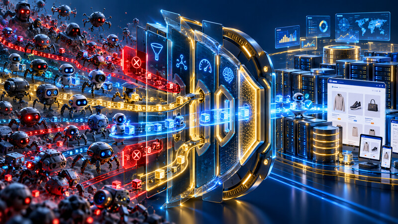 Intelligente Firewall Zwischen Bot Schwarm Webseite Webshop