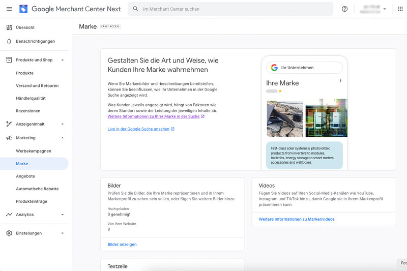 Markenverwaltung Merchant Center Google Markenprofil Brand Management