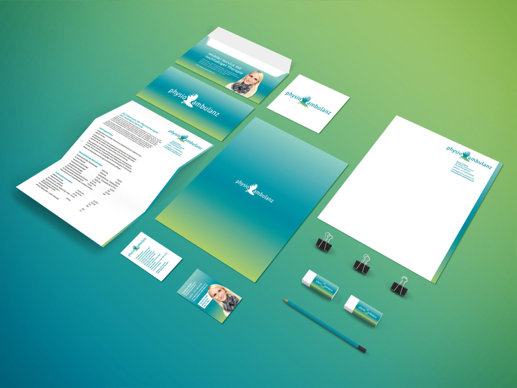 Physio Ambulanz Reference 3 Print Printing Business Card CD Envelope Letterhead Envelope Promotional Items