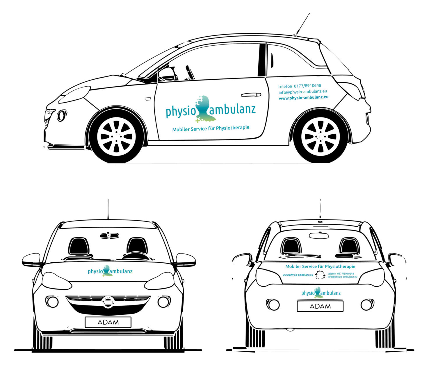 Physio Ambulanz Reference 5 Prunt Print Car Lettering Car Print Adhesive Film