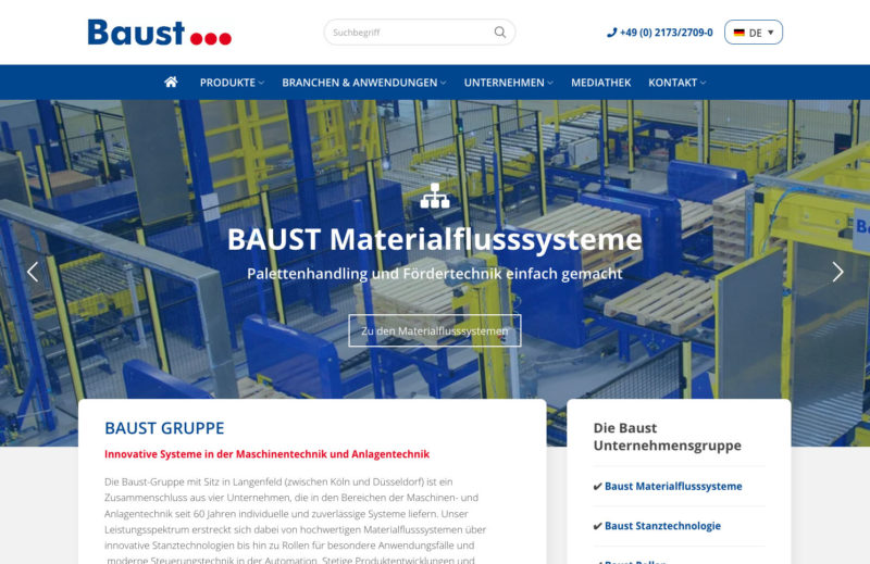 Baust Gruppe Group Materialflusssysteme Stanztechnologie Rollen Automation Webdesign Relaunch WordPress Agentur Baust Gruppe Group Materialflusssysteme Stanztechnologie Rollen Automation Webdesign Relaunch WordPress Agentur