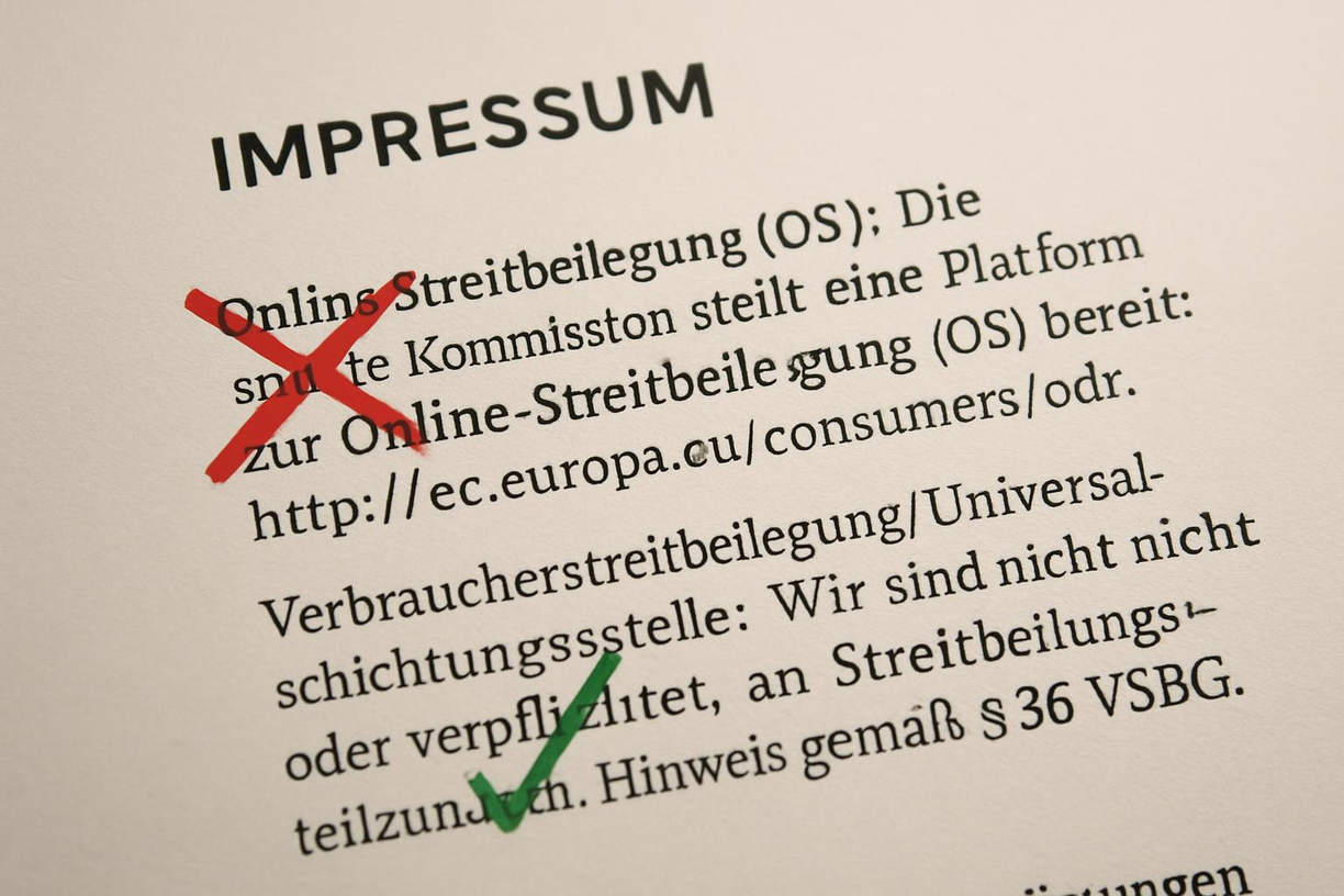 Impressum Abmahnung Os Plattform Online Streitbeilegung Entfernen Vsbg Anpassen Leitfaden Hilfe