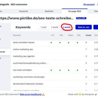 SEO Copywriter Course Browser Extension 3words