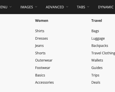 Uber Mega Menue WordPress Woocommerce Shop Navigation Mega Hauptmenue Header