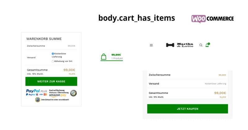 Woocommerce Add Body Class Cart Has Items Products Sales Boost