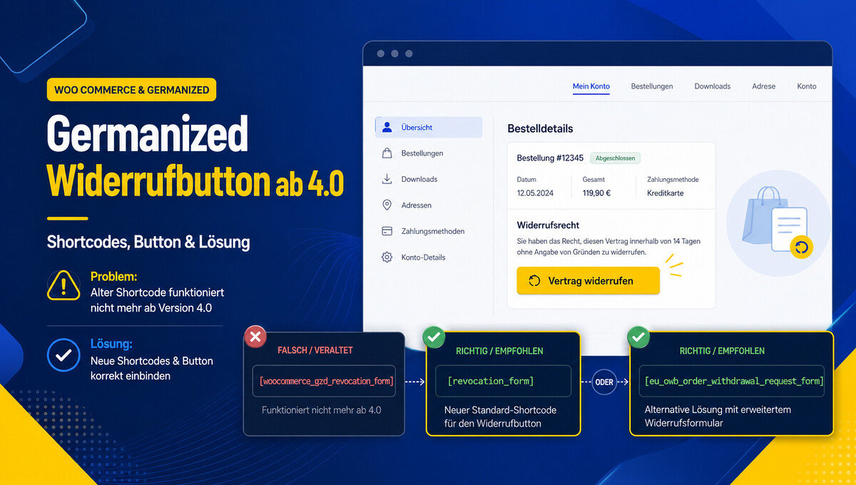 Woocommerce Germanized Widerrufbutton Shortcodes Anleitung Loesung