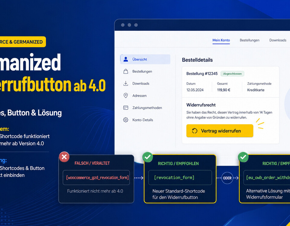 Woocommerce Germanized Widerrufbutton Shortcodes Anleitung Loesung