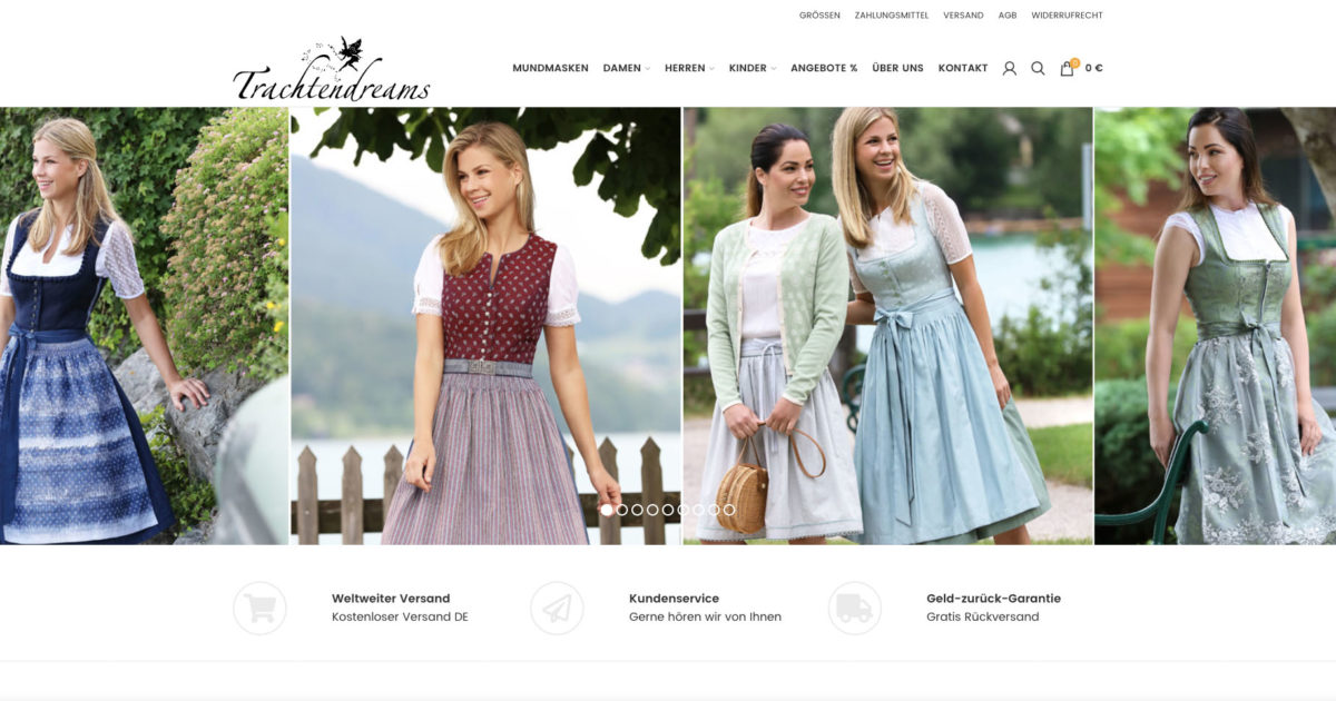 Woocommerce Shop Trachtendreams Schnittstelle Onlinemarketing