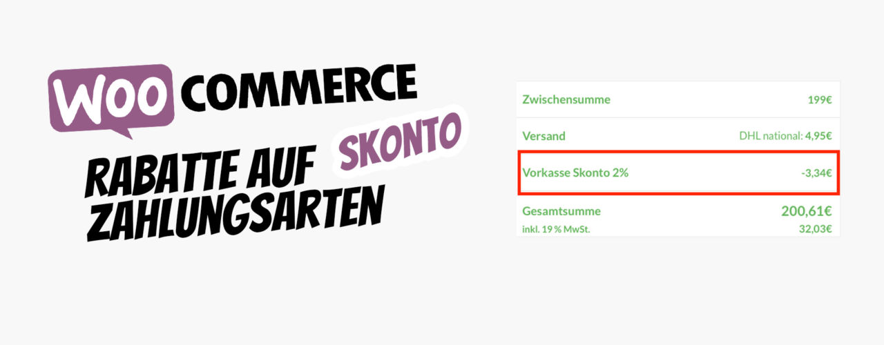 Woocommerce Skonto Vorkasse Zahlung Rabatt Zahlungsarten