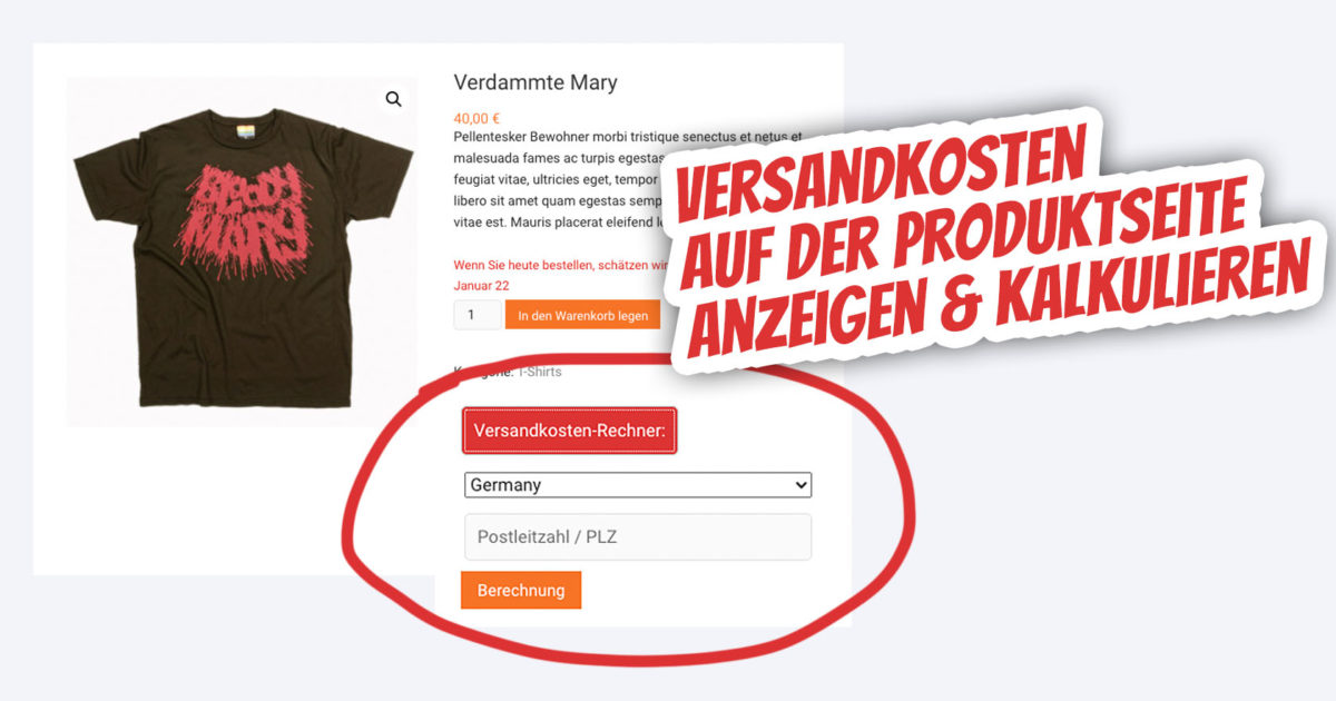 Woocommerce Versandrechner Produktseite Versandkosten Kalkulieren
