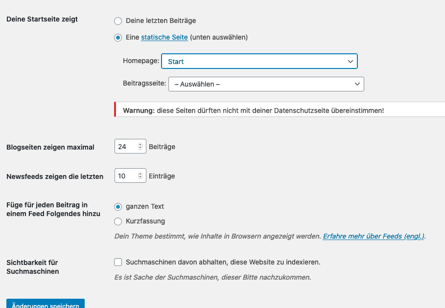 Wordpress Startseite Festlegen Definieren Aendern Bearbeiten Einstellungen